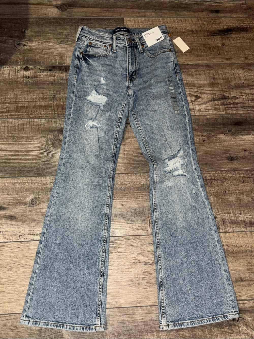 Aeropostale Light Blue Ripped Flare Jeans